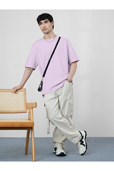 The Souled Store By Styli Men Lilac Oversized Dropped Shoulder T-Shirt