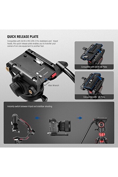 NEEWER 72" Fluid Head Video Tripod Monopod TP72A, Aluminum Alloy, Max Load 8kg