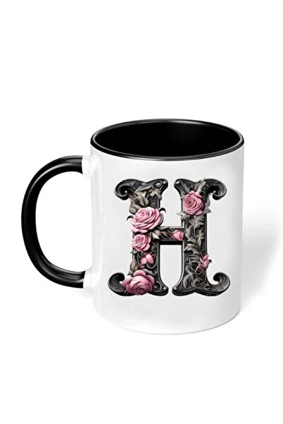 NASAQ RYN Ceramic Coffee Mug with Initial Design 'H' - 11 Oz