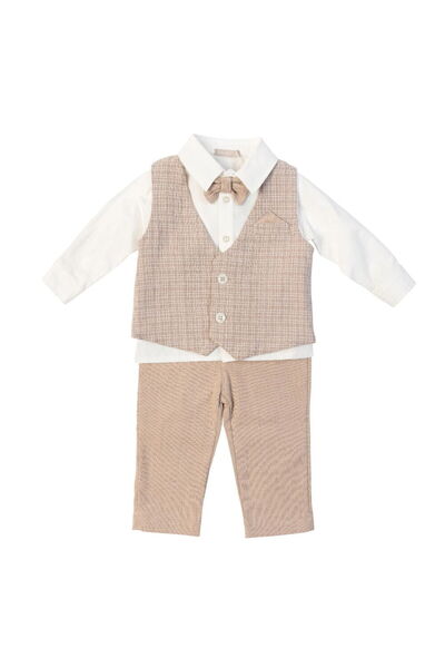 Cassiope 477190CS Erkek Bebek Yelekliı 4'lü Papyonlu Takım