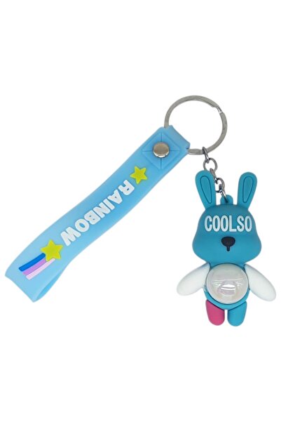 Ethab Ticaret Figured and Lighted Silicone Keychain - Rabbit - Light Blue