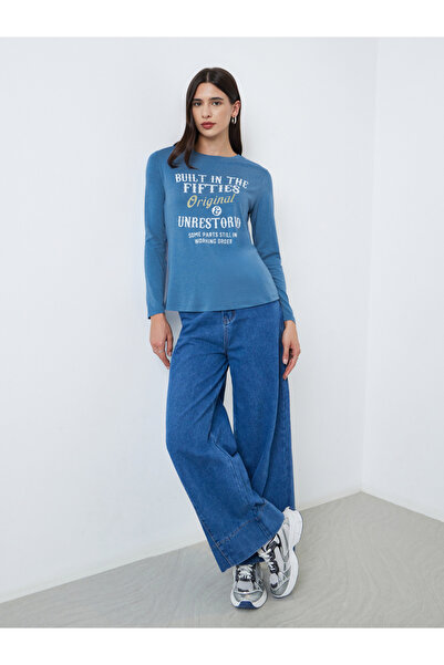 Take Two By Styli Blue Round Neck Regular Fit T-Shirt