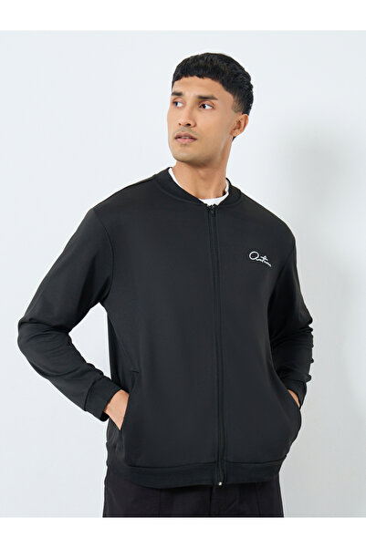 Take Two By Styli Men Black Text Print Bomber Jacket