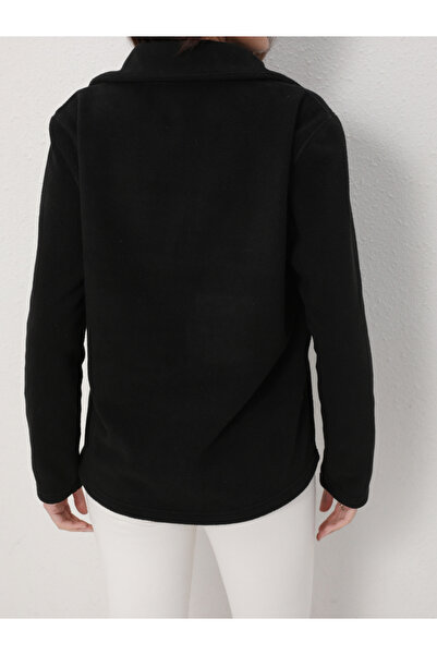 Take Two By Styli Black High Neck Fleece Jacket
