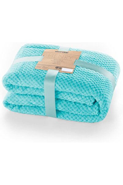 Generic Henry Microfiber Blanket, Scandinavian Bedspread by DecoKing, 70 x 150 cm, Cyan