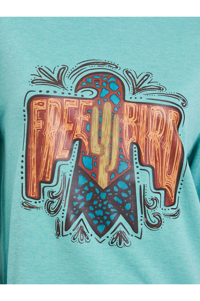 Take Two By Styli Green Free Bird Graphic Round Neck T-Shirt