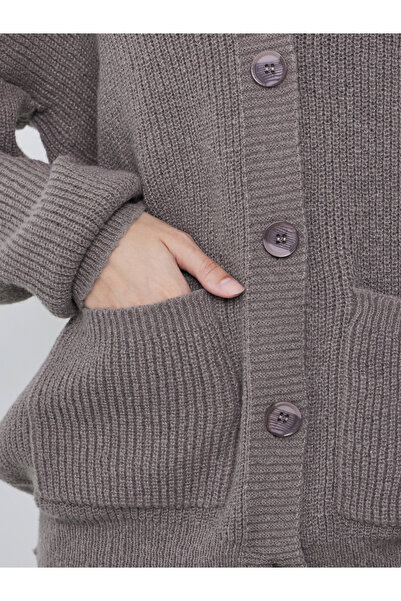 Styli Beige Oversized Chunky Knit Cardigan