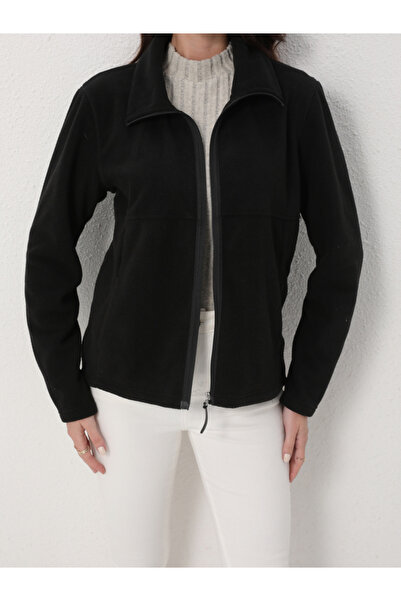 Take Two By Styli Black High Neck Fleece Jacket
