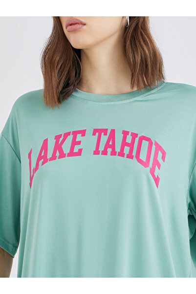 Take Two By Styli Green Oversized Slogan T-Shirt