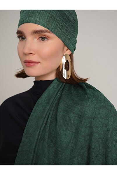 Ayshara شال شيبنيم هاتي مونوغرام منقوش ذو وجهين - أخضر صنوبري