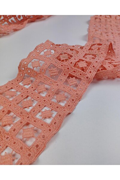 Kumaş Parça Somon Renkte Güpür Ara Dantel En: 8 cm