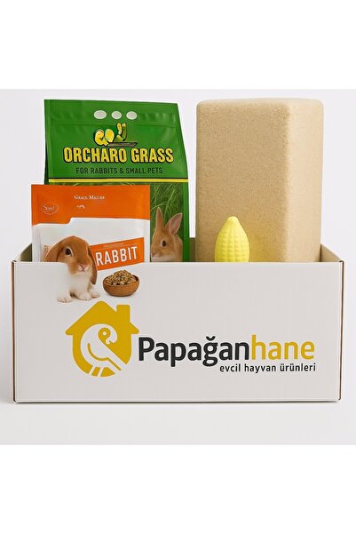 Papağanhane Tavşan Bakım Seti – 750g Yem + 350g Yonca Otu + Büyük Boy Talaş +...