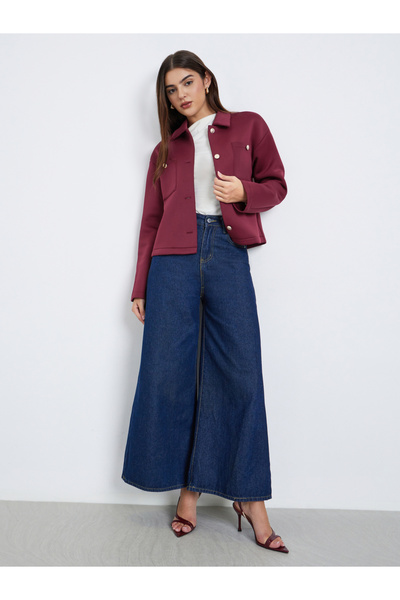 Styli Burgundy Regular Fit Short Length Trucker Jacket