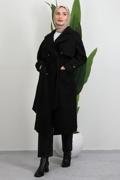 GİYZAMİLA Палто с големи джобове, черно