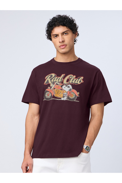The Souled Store By Styli Men Burgundy Relaxed Fit T-Shirt