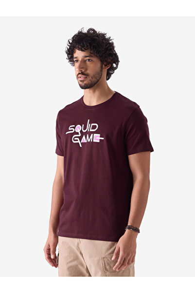 The Souled Store By Styli Men Burgundy Squid Game Logo T-Shirt