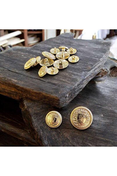 Cenik Aksesuar Gold Renk Armalı Blazer Ceket Düğmesi 2 Boylu Set (1,5 cm ve 2...