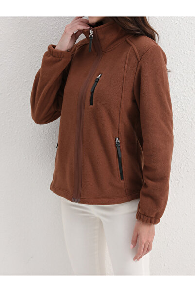 Take Two By Styli Coffee Brown Fleece Jacket with Zip Pockets