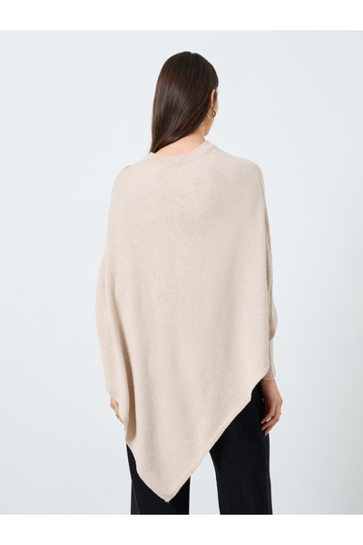 Take Two By Styli Beige Floral Applique Dolman Sleeve Poncho