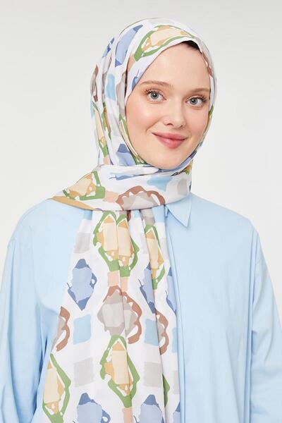 Levidor Hardal Üçgen Desen Mono Krep Şal