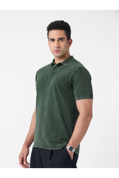 The Souled Store By Styli Men Green Vintage Wash Polo
