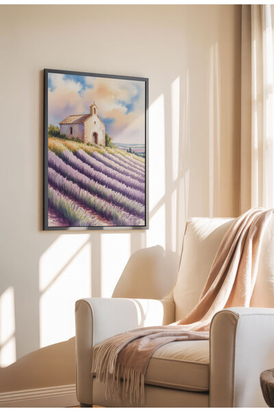 21mxm Unframed Lavender Canvas Poster - Digital Print on Matte Canvas - Chapel on a hill in lavander