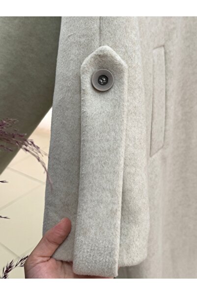 BENAHOLL Alison Single Button Sleeve Belt Detailed Coat-Un1055 Stone