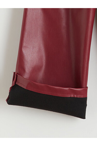 LC Waikiki Leather-Look Girls' Trousers with Bow Detail