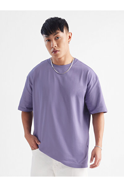 The Souled Store By Styli Men Purple Oversized Cotton T-Shirt