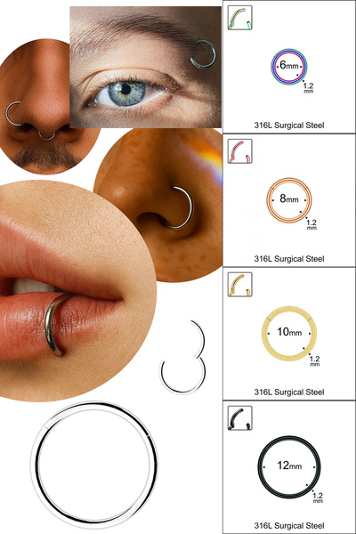 Cadının Dükkanı Kilitli Halka Piercing–316L Cerrahi Çelik,Tragus Helix Septum...