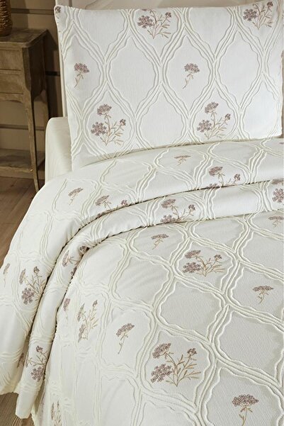 Çeyiz Diyarı Abuda Embroidered Chenille 2-Piece Single Bedspread