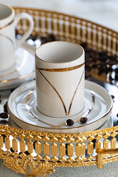 Heda Porselen Ribon 4 Piece 2-Person Porcelain Coffee Cup Set