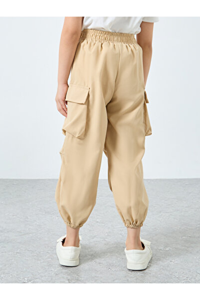 Styli Beige Solid Cargo Pocket Joggers with Elasticated Waistband