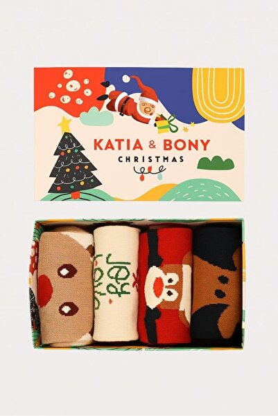 BONY SOCKS Унисекс 4-пакет коледни чорапи с кутия