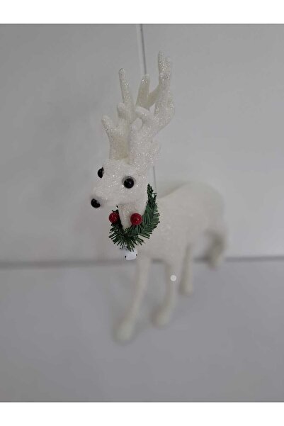 Astaş New Year White Glitter Deer 28 cm