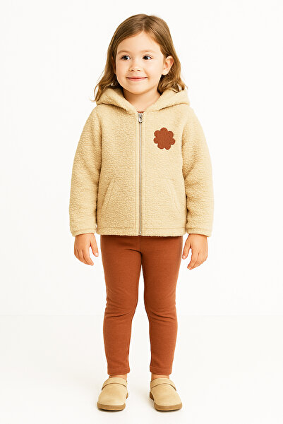 MODANINO Girl's Welsoft Fabric 2-Piece Set (Hooded and Zippered Cardigan + 3 Thread Leggings) 12373