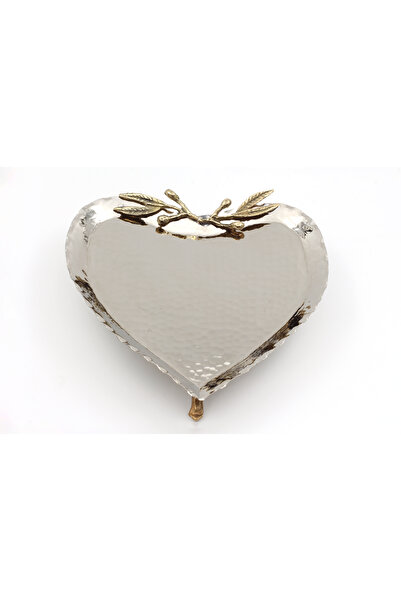 ANTEPSEPETİ Silver Plated Copper Heart Model Tray