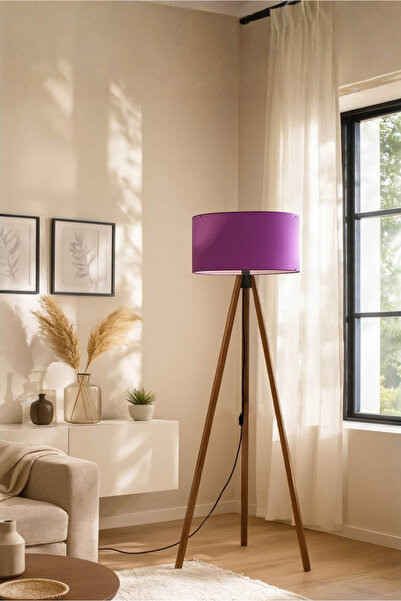 HOMİNG Mor Kumaş Tripod Lambader AYD-2955