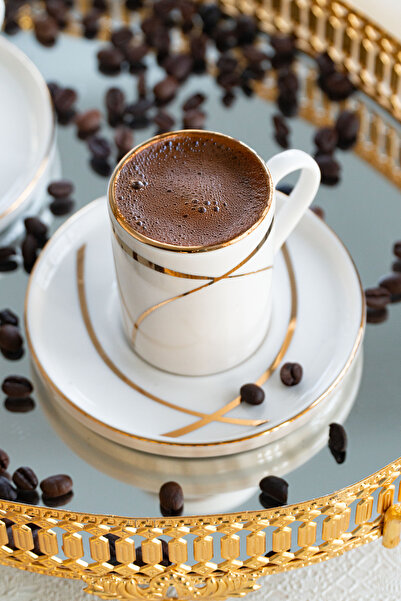 Heda Porselen Ribon 4 Piece 2-Person Porcelain Coffee Cup Set