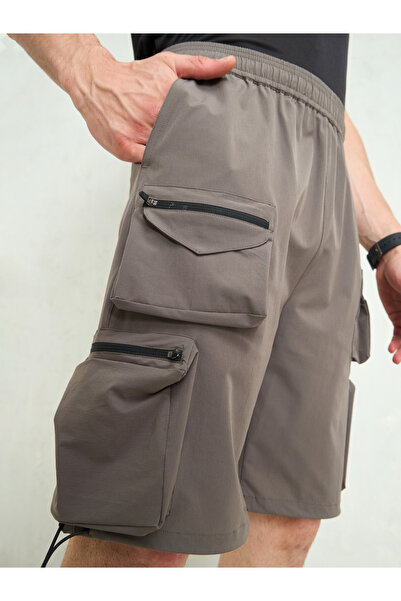 Mascln Sassafras By Styli Dark Grey Utility Pocket Parachute Shorts
