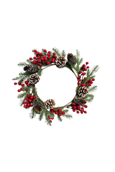 wei inox Coronita de Craciun, pentru usa, plastic+lemn, 24 cm