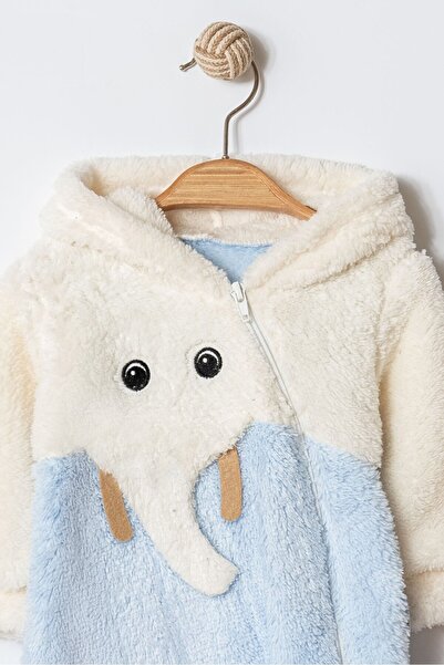 Chicsy Baby Unisex Baby Elephant Patterned Hooded Plush Jumpsuit