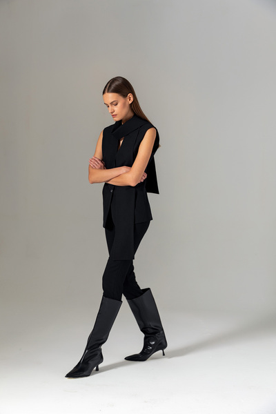 Berr-ın Shawl Detailed Vest Black