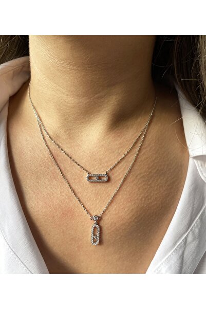 GOX قلادة حجرية بيضاوية ذات صف مزدوج