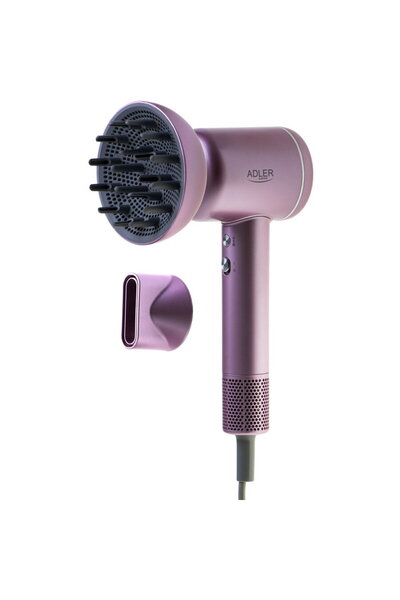 adler AD 2270p hair dryer, 3 speeds, 3 temperature settings, diffuser, concentrator, 1600W, Purple