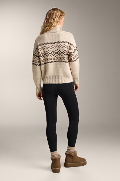 Oysho Jacquard knit high-neck jumper 10% wool
