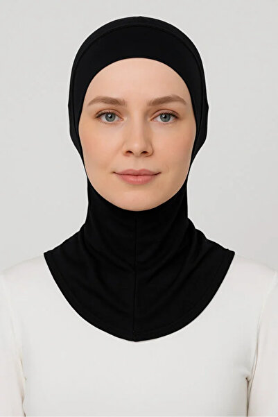 Marka Sakra Kadın Tesettür Pratik Boyunluklu Ninja Bone Siyah Sporcu Bone
