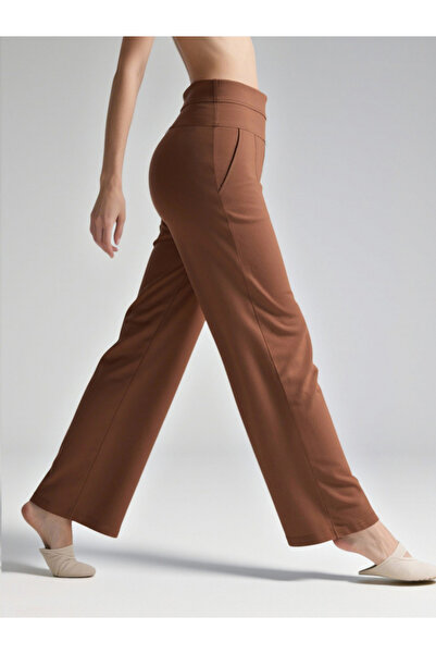 Take Two By Styli Coffee Brown Wide Waistband Flare Joggers