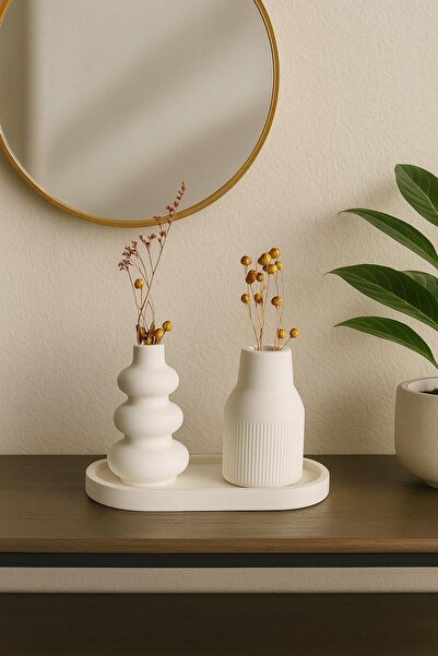 Olse طقم مزهرية على الطراز البوهيمي والإسكندنافي مع طبق