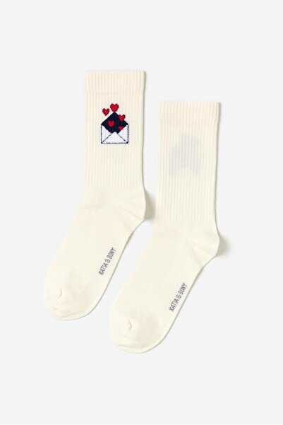 BONY SOCKS Печатен комплект от 4 чифта чорапи, цвят екрю